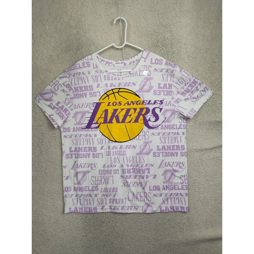 NBA Los Angeles Lakers Men Shirt XXL Purple CottonBlend Short Sleeve Regular Tee